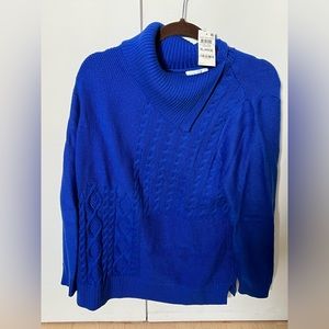 XL blue cable sweater with tags